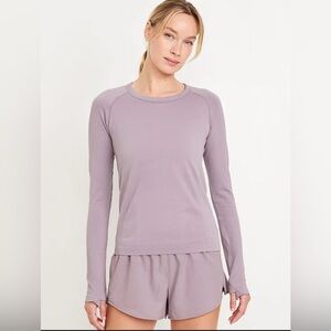 Old Navy Seamless Long Sleeve Active Top 2 piece bundle LP purple Green NWT